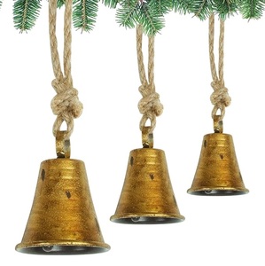 Ensemble de 3 pendentifs pour animaux de compagnie Jingle Bell Christmas Jute Rope Modern DIY avec perles en vrac assorties pour décorations de Noël de festival - Product Image 1