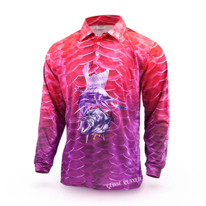 Camiseta de pesca juvenil con estampado personalizado, ropa de pesca de manga larga de poliéster, camisas de pesca con sublimación para hombres, protección Uv de secado rápido - Product Image 3