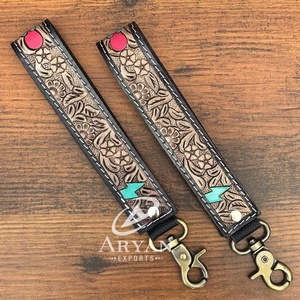 พวงกุญแจและคาราบิเนอร์สายรัดข้อมือหนังทำมือพร้อมสายคล้องข้อมือสายคล้องโทรศัพท์ - Product Image 1