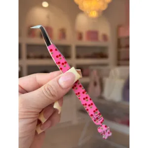 <b>Cherry</b> on <b>Top</b> Pointed Volume Tweezers for Eyelash Extensions Plastic Fiber Tips Applicator - Product Image 1