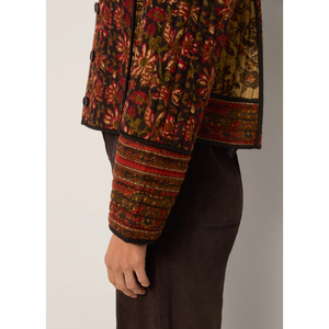 Chaqueta ISABELLE - Abrigo de Invierno con Estampado Floral, Relleno de Algodón y Poliéster Acolchado, Estilo Vintage, Talla XL, Diseño de Hojas Otoñales - Product Image 3