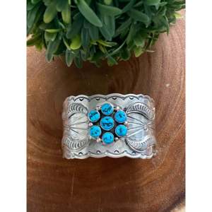 Sheila Tso Kingman Turquoise & Sterling <b>Silver</b> Fashion <b>Cuff</b> <b>Bracelet</b> - Product Image 1