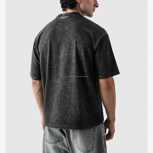 T-shirt personnalisé à épaules tombantes en coton respirant et durable, coupe oversize, effet délavé, style streetwear, fournisseur en gros OEM et marque privée - Product Image 2