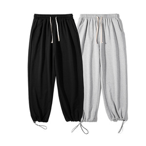 Pantalones de chándal de algodón 100% Unisex lavados con ácido, pantalones de entrenamiento de cintura media de rizo francés para hombres, pantalones con bolsillos de impresión informales tejidos elásticos - Product Image 4