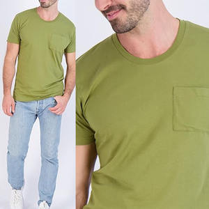 <b>High</b> Quality Polyester / Cotton Classic Men's Jersey Short Sleeve Breathable <b>Tshirt</b> with Front Pocket Drop Shoulder for Men - Product Image 4