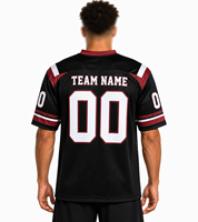 Jersey Sepak Bola Amerika Pria Bahan Mesh V-Neck Bernapas Cetak Nama Tim Regular Fit Dewasa Remaja Pakaian Olahraga Harga Grosir