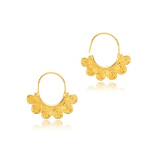 Pendientes de Plata de Ley 925 Hechos a Mano en Turquía, Estilo Vintage en Espiral, Chapados en Oro de 22K y Rodio, para Mujer - Product Image 4