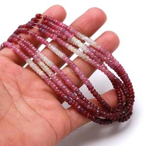 Perles Rondelles Facettées Polies en Rubis Teinté, Pierre Précieuse Naturelle de Luxe, 8mm, Coupe Marquise Rouge, Traitées Thermiquement et en Vrac - Product Image 2