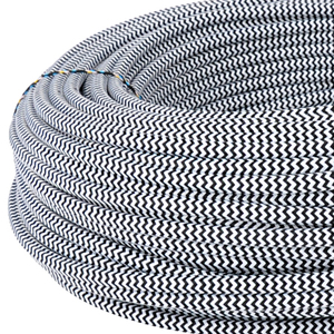 Cavo tessile cavo in tessuto 3x0,75 mm² nero bianco zigzag - Product Image 1