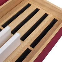 Caja de Almacenamiento para Pendientes, Anillos, Collares y Relojes, Envuelta en Lino Azul y Rojo, con Caja de Regalo de Madera de Pino y Pegamento de Cuero