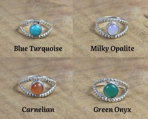 Nouvelle arrivée solide 925 en argent Sterling plaqué naturel en gros en vrac Lot lunette ronde réglage anneau à la main bijoux de mode femmes - Product Image 3