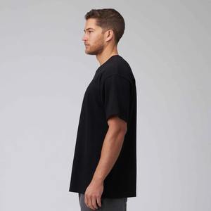 T-shirt Premium à épaules tombantes en coton French Terry 220 g/m², coupe oversize, décontracté pour l'été, personnalisable, OEM, marque privée, fournisseur d'usine - Product Image 2