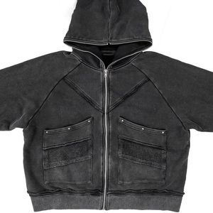 Sudadera con Capucha Extra Grande, Lavada al Ácido, Desgastada, 100% Algodón, Gruesa, con Cierre Completo para Hombre y Mujer, Sudadera de Diseñador para Invierno - Product Image 2