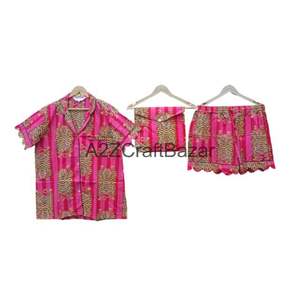Conjunto de pijama de algodón con estampado Floral romántico para mujer, ropa de descanso elegante transpirable de secado rápido, bolsillo frontal, el mejor regalo de Navidad - Product Image 1