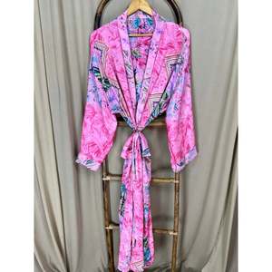 Vintage Chic Recycled Silk Sari Robe Women's Boho <b>Kimono</b> for <b>Beach</b> Resort Wear for Bridesmaid Lounge Wedding Gown Cover Ups - Product Image 5