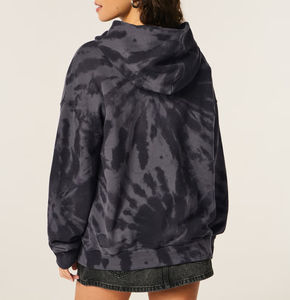 Sudadera Holgada Informal de Punto Sólido para Mujer, Sudadera con Capucha Tie-Dye Gris Oscuro, Sudadera Informal Holgada con Bolsillo Tipo Canguro - Product Image 3