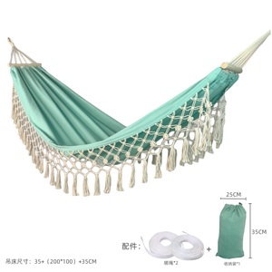 <span class=keywords><strong>Hamac</strong></span> <span class=keywords><strong>en</strong></span> <span class=keywords><strong>bois</strong></span> massif anti-renversement simple ou double <span class=keywords><strong>en</strong></span> toile verte épaissie avec pompon <span class=keywords><strong>en</strong></span> toile pour le camping - Product Image 2