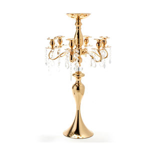 Candélabre de Noël en laiton massif/aluminium de qualité supérieure, centres de table de mariage, cristaux de verre faits à la main, indiens - Product Image 5