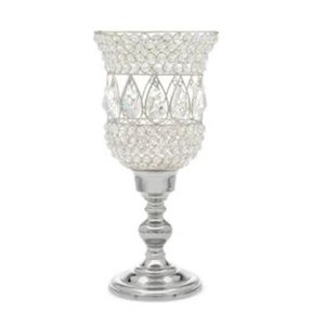 Portavelas de diseño único de metal y cristal plateado Hurricanes para bodas, eventos, fiestas, decoración de mesa, centros de mesa - Product Image 2