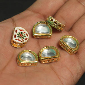 Surtido de cuentas de conector espaciador Golden Meenakari Kundan, componentes de hallazgos de joyería de 15-20mm para fabricación de collares/pendientes - Product Image 4