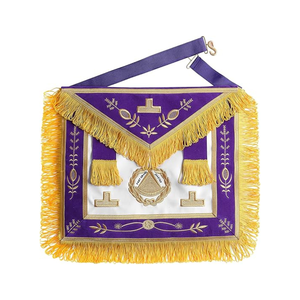Tablier de maître maçonnique Grand Passé Tabliers de franc-maçon en velours violet brodé d'or - Product Image 1