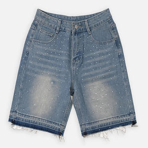 Pantalones cortos de mezclilla con diamantes de imitación para hombre, nuevo diseño, calidad superior, color liso, precio al por mayor, pantalones cortos vaqueros deportivos para hombre a la venta en línea - Product Image 6