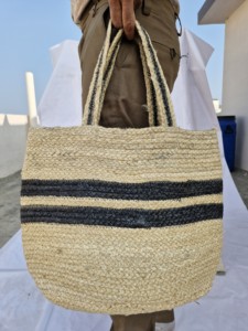 Bolso de compras de yute de moda simple hecho a mano, bolso de lona estilo Cubo de diseño bonito para mujer, precio razonable - Product Image 6