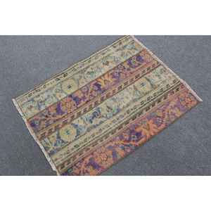 Alfombra Turca Vintage de 2.4x3.2 pies, Alfombra Pequeña, Alfombra de Lana Azul - Product Image 1