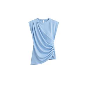 Blusa de Manga Corta con Hombros Descubiertos - Azul - Azul - Product Image 3