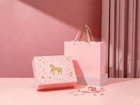 Boîte Cadeau Luxe Rose Personnalisée Cheval Estampillée à Chaud Or UV Mat Gaufrée Texture Géométrique Emballage Rigide Festival