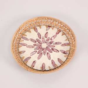 Bandeja de Ratán con Decoración de Nácar, Bandeja de Servicio de Ratán - Product Image 3