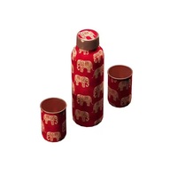 Ensemble de bouteilles d'eau en cuivre à motif floral, écologiques, résistantes à l'eau bouillante, unisexe, pour mariage, gym, usage extérieur, haute qualité, marque AW