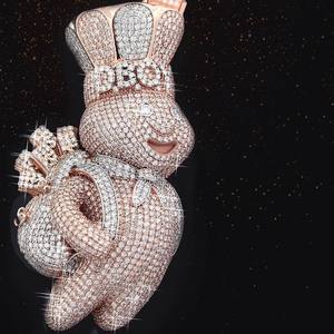 Pendentif Hip Hop Iced Out en argent sterling 925 Moissanite personnalisée à coupe ronde avec placage à l'or Bijoux de style mignon - Product Image 1