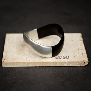 Custom Luxury Vietnam Handicraft Buffalo Horn Jewelry <b>Bracelets</b> for Women Jewelry Half-Lacquer <b>Silver</b> <b>Cuff</b> - Product Image 1