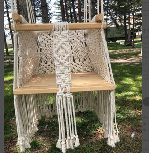 <b>hammock</b> for baby boho dekor ceilling hanging swing OUTDOOR HANDMADE COTTON TWISTED BABY SWING - Product Image 4