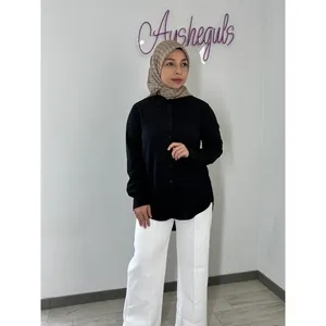 Tunique Classique Premium pour Femme, Coupe Ample, en Popeline de Soie Vintage avec Col Nœud et Logo Brodé, Taille XL, Style Décontracté - Product Image 3