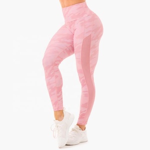Leggings d'entraînement de gymnastique taille haute pour femmes pantalons de sport de fitness sans couture avec matériau en nylon Spandex de soie pour la course - Product Image 4