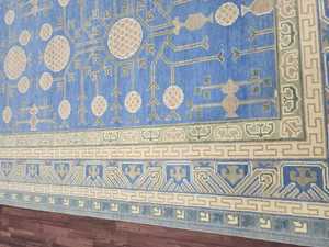 พรมผ้าฝ้ายทำมือสไตล์ตุรกีสวย10X14สูงสีฟ้าสีเบจโบราณเป็นมิตรกับสัตว์เลี้ยงพรมในห้องนอนห้องนั่งเล่น - Product Image 6