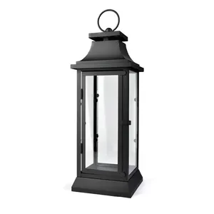 <b>Black</b> Coated Metal Floor <b>Lantern</b> Decoration Romantic Wedding Candle <b>Lantern</b> Outdoor Courtyard Metal Whiteness <b>Lantern</b> Stand - Product Image 1