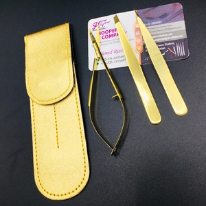 Ensemble de pinces à sourcils de haute qualité pince à épiler en acier inoxydable or pour pince à épiler inclinée à sourcils ciseaux d'emballage de Logo de vison durable - Product Image 3