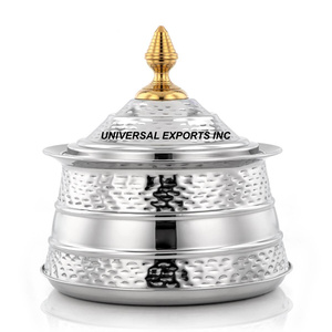 Noir Antique Fini En Acier Inoxydable Double Paroi Hotpot Top Garder Les Aliments Forme Ronde Vaisselle De Luxe En Métal Réchauffeur De Nourriture - Product Image 3