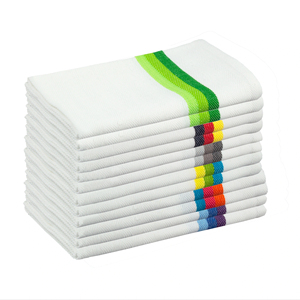 Juego de 12 toallas de cocina de algodón reciclado con tejido de hueso de arenque, función de secado rápido - Product Image 1