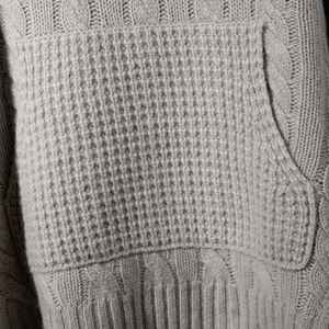 Sweat à capuche personnalisé minimaliste pour hommes 100% coton-Winter Cable Knit Loose Fit Casual - Product Image 6