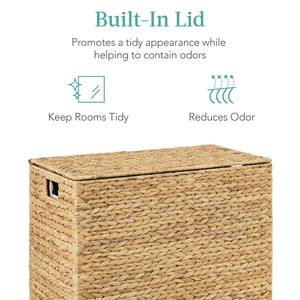 ตะกร้าผ้าสองชั้นทำจากผักตบชวาขนาดใหญ่ ตะกร้าเก็บของทำมือ ขายส่ง เป็นมิตรกับสิ่งแวดล้อม ผลิตในเวียดนาม - Product Image 5