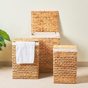 Top quality braided water hyacinth laundry basket <b>bins</b> with lid natural storage <b>bin</b> baskets - Product Image 6
