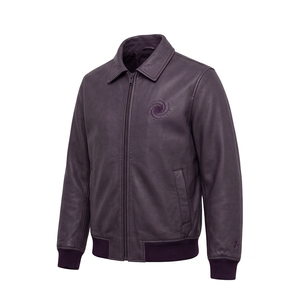 Chaqueta de Cuero y Lona Morada Personalizada, Unisex, Estilo Bomber, Estética Urbana, Abrigo Varsity Extra Grande, OEM, Nueva - Product Image 1