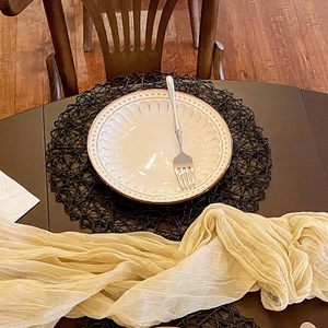 Modern Style Natural Non-Slip Heat Resistant Paper Braided <b>Round</b> Placemat Indoor Outdoor Dining <b>Table</b> <b>Mats</b> & Pads - Product Image 2