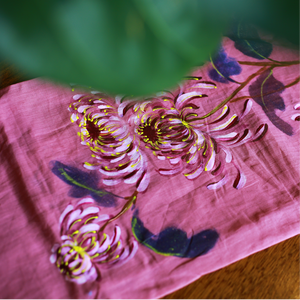 Elegante 100% ramio orgánico pintado a mano bordado Floral hermosa bufanda étnica cuadrada para mujer bufanda de longitud cuadrada hecha a mano - Product Image 1