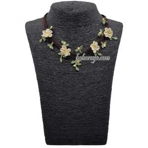 İğne oyasşakal çiçeği kolye krem สร้อยคอจี้แฟชั่นสำหรับคนรักกาแฟ - Product Image 1