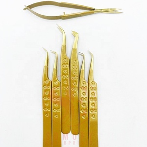 Pinzas de pestañas de color dorado hechas a mano, Etiqueta Privada, agarre de corazón, herramientas de extensión de pestañas postizas, pestañas de etiqueta privada sostenibles - Product Image 4
